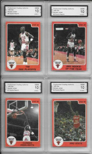 Pga 10 Graded 1986 Michael Jordan Star 8 Rc Reprint Basketball Card $$