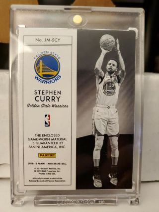 Panini Noir 2019 Basketball Jumbo Patch Stephen Curry 75/99 2