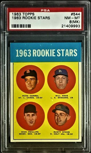 1963 Topps Rookie Stars 544 Rusty Staub Rc Houston Colt 45s Psa 8 (mk)