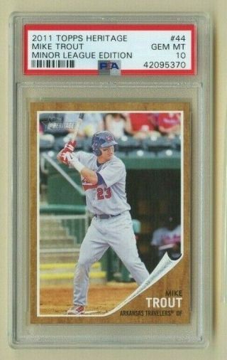 Mike Trout 2011 Topps Heritage Minors 44 Rookie Psa Gem 10 Perfect Rc