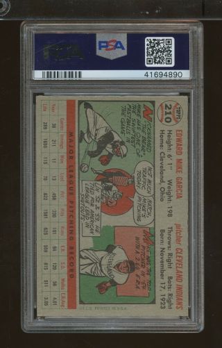 1956 Topps MIKE GARCIA 210 Cleveland Indians PSA 6 (SC5) 2