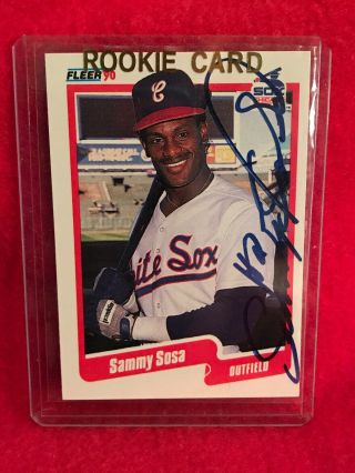 1990 Fleer Rc Sammy Sosa Autographed With Proof Of Authenticity.