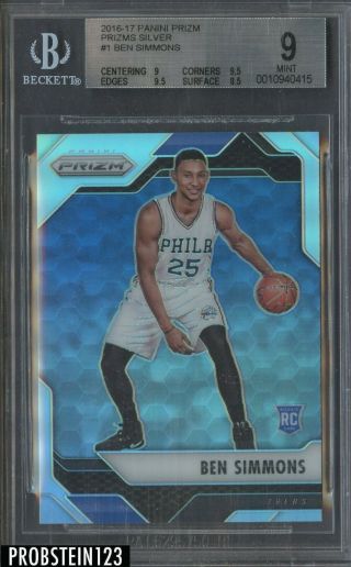 2016 - 17 Panini Prizm Silver 1 Ben Simmons 76ers Rc Rookie Bgs 9