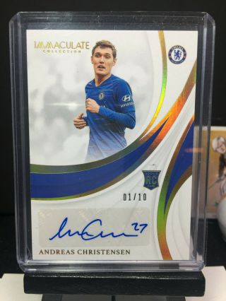 2018 - 19 Immaculate Soccer Andreas Christensen Rookie Autograph Gold 1/10 Auto Rc
