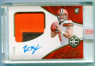Baker Mayfield 2018 Limited Rookie Rc Auto Jumbo Jersey Patch Card Rpa Sp 77/99