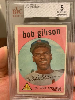 Bob Gibson 1959 Topps 514 Rookie Card Rc Bvg 5 Hof St.  Loius Cardinals