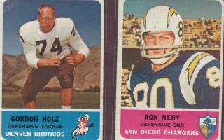 Old Vintage Football Cards 1960 1962 AFL Fleer Chargers Broncos Bills Titans TEX 2
