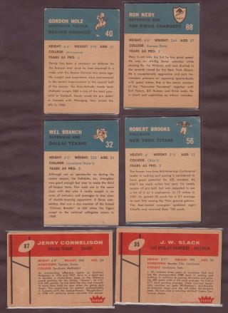 Old Vintage Football Cards 1960 1962 AFL Fleer Chargers Broncos Bills Titans TEX 3