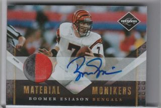 2010 Panini Limited 6 Boomer Esiason Autograph 2 - Color Patch Bengals 3/15 8079