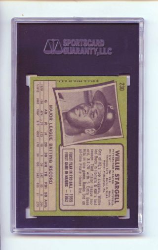 1971 Topps Willie Stargell 230 Baseball Card Pittsburgh Pirates SGC MT 9 2