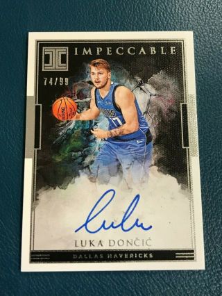 2018 - 19 Impeccable Luka Doncic Rookie Auto /99 Mavericks Rc Autograph