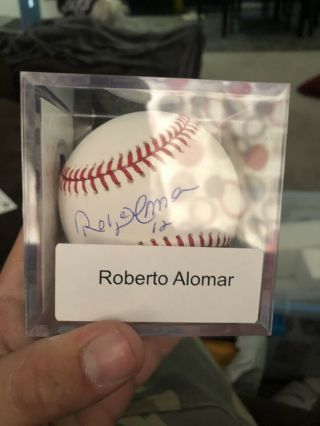 Roberto Alomar Single Signed Baseball Autographed Auto Blue Jays Hof
