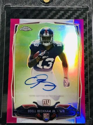 2014 Topps Chrome Mini Odell Beckham Jr Rc Auto Pink Refractor Rookie ’d 56/75