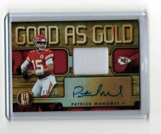 2019 Panini Gold Standard Patrick Mahomes Ii Good As Gold Patch Auto 40/49