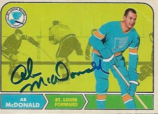 Ab Mcdonald - Hand - Signed Autograph 1968 Topps St.  Louis Blues Nhl Hockey Card