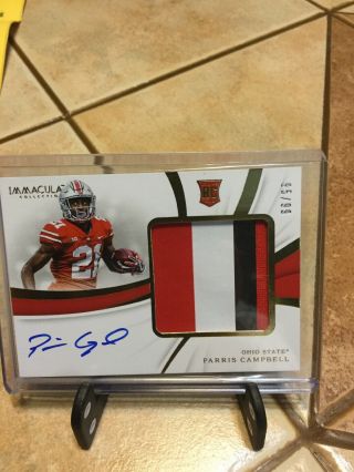 Parris Campbell 2019 Immaculate Collegiate 3 Color Jumbo Rpa Rc Patch Auto /99