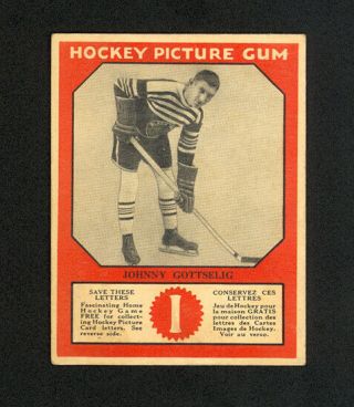 1933 - 34 V252 Canadian Gum Johnny Gottselig 26 - Rc - Chicago Blackhawks