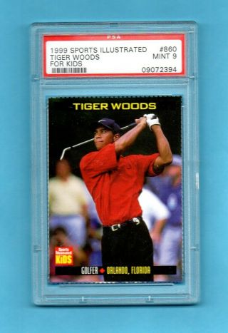 Rare 1999 Sports Illustrated For Kids Si Rookie Card 860 Tiger Woods Psa 9