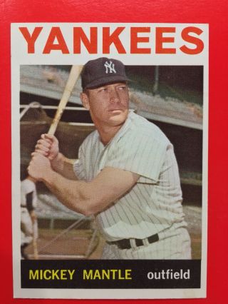 1964 Topps Mickey Mantle Yankees 50 Baseball Card Sharp Edges Nrmt (psa 7? 8?)