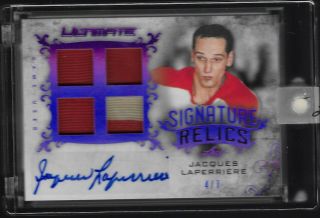2018 - 19 Leaf Ultimate Signatures Relics Purple 4/7 Jacques Laperriere