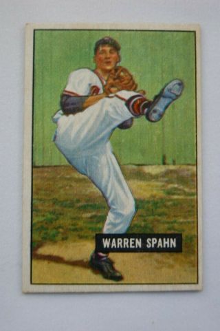 1951 Bowman 134 Warren Spahn Hof Boston Braves See Scans Mid/high Grade