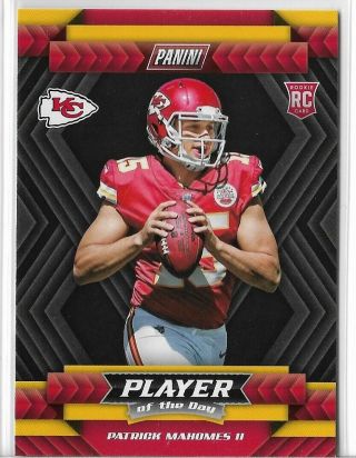 2017 Panini Patrick Mahomes Player Of The Day Rookie Card Chiefs Mvp