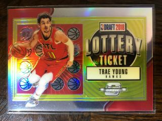 Trae Young 2018 - 19 Contenders Optic Lottery Ticket Rookie Silver Prizm 5 Hawks