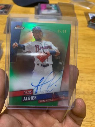 2019 Ozzie Albies Topps Finest Green Refractor Autograph 35/99 Auto