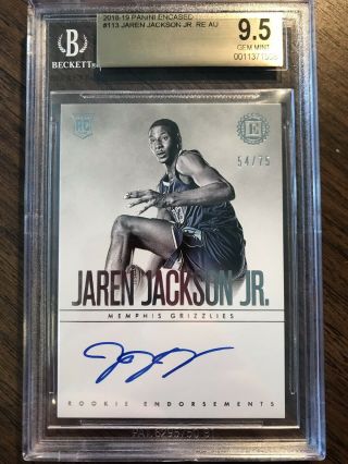 Basketball Card 2018 - 19 Encased Jaren Jackson Jr Rookie Auto /75 Bgs 9.  5
