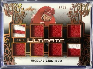 Nicklas Lidstrom 2018 - 19 Leaf Ultimate Card Patch 8/15 Eight Patch Game