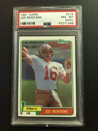1981 Topps Joe Montana Rc Psa 8 (oc) Nm - Mt 49ers 216 Football Rookie Hof