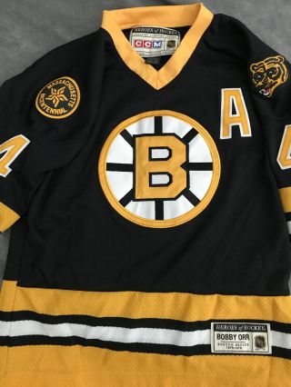 Nhl Boston Bruins Bobby Orr Ccm Heroes Of Hockey Official Lic.  Sewn Jersey Youth