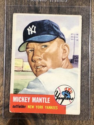 1953 Topps 82 Mickey Mantle Yankees Hof Ungraded Card Poor