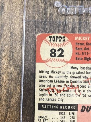 1953 Topps 82 Mickey Mantle Yankees HOF Ungraded Card Poor 7