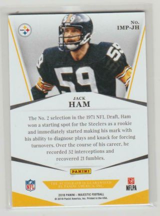 JACK HAM 2018 Panini Majestic Football Gold Ink On Card Auto Prime Parallel /25 4