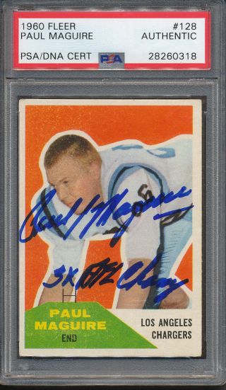 1960 Fleer 128 Paul Maguire Signed Rookie Card Psa/dna Certified Authentic Auto