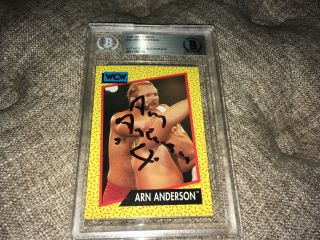 Arn Anderson Wcw Wrestling Signed Trading Card Beckett Certified