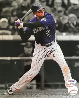 Troy Tulowitzki With 2 Licensed Psa/dna Authenticated Signed Action Photograph