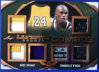 Kobe Bryant Shaquille O’neal 2019 Leaf Ultimate 6 Patch 10/25 Laundry Tag Lakers