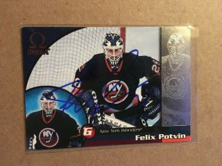 Felix Potvin Signed 99/00 Pacific Omega Card York Islanders