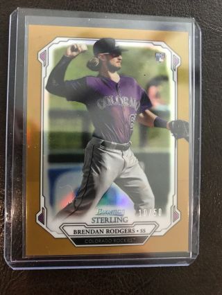 2019 Bowman Sterling Brendan Rodgers Gold Refractor Ed 10/50 Rc Rookie