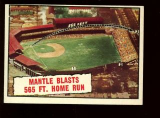 1961 Topps Baseball Card 406 Mickey Mantle Ny Yankees 565 Ft.  Home Run Exmt