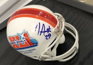 Joseph Addai Signed Indianapolis Colts Football Helmet With Lsu Tigers.  Xli
