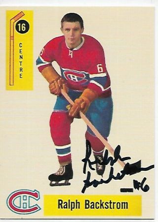 Ralph Backstrom - Signed Autograph Parkhurst Reprint Canadiens Nhl Hockey Card