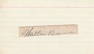 Autographed Walter Jumbo Brown 1932 - 36 York Yankees Cut Index Card Deceased