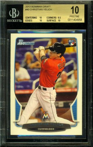 Christian Yelich 2013 Bowman Draft Rookie Card Rc 40 Bgs 10 Pristine Brewers