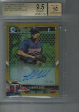 2018 Bowman Chrome Gold Refractor Auto Rc Lamonte Wade Bgs 9.  5/10