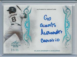 2018 Leaf Trinity Alexander Canario Blue Signature Inscription Card (22/25)