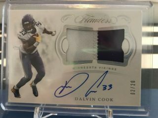 2018 Flawless Football Dalvin Cook Patch Auto 02/20 Vikings