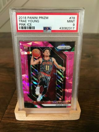 Psa 9 2018 - 19 Panini Prizm Trae Young Pink Ice Rookie Refractor Rc